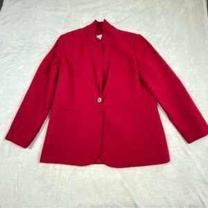 Dress Barn Sz 12 Red Blazer Shoulder Pads 1‎ Button Closure